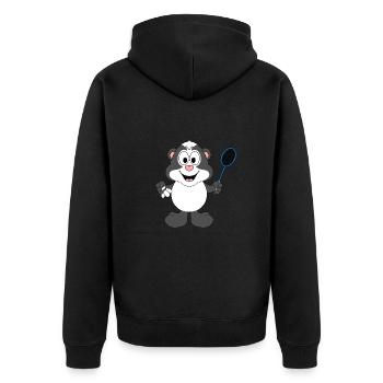 STINKTIER - SPORT - FEDERBALL - BADMINTON - Unisex Premium Bio Zip Hoodie - Schwarz - Hinten - Nico (187cm)