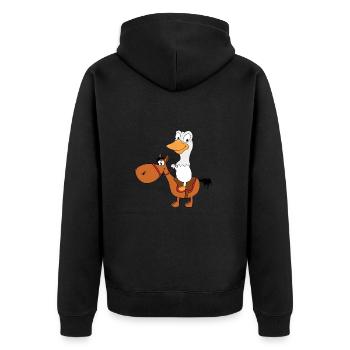 GANS - PFERD - PONY - REITEN - TIER - TIERE - KIND - Unisex Premium Bio Zip Hoodie - Schwarz - Hinten - Nico (187cm)