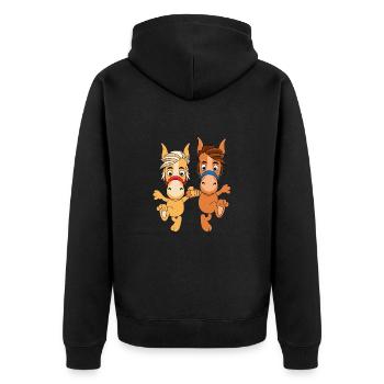 TANZEN - PFERDE - PONYS - LIEBE - LOVE - TIERE - Unisex Premium Bio Zip Hoodie - Schwarz - Hinten - Nico (187cm)
