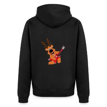 GITARRE - MUSIK - MUSIKER - BAND - REH - RENTIER - Unisex Premium Bio Zip Hoodie - Schwarz - Hinten - Nico (187cm)