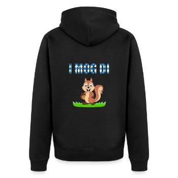 EICHHÖRNCHEN - EICHEL - LIEBE - TIER - I MOG DI - Unisex Premium Bio Zip Hoodie - Schwarz - Hinten - Nico (187cm)