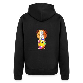 DRACHE - KITE - MEERSCHWEINCHEN - TIER - HERBST - Unisex Premium Bio Zip Hoodie - Schwarz - Hinten - Nico (187cm)