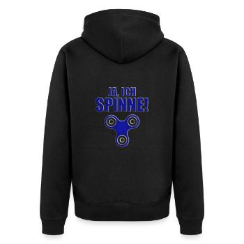 JA, ICH SPINNE! - SPINNER - FIDGET TOY - SPIELZEUG - Unisex Premium Bio Zip Hoodie - Schwarz - Hinten - Nico (187cm)
