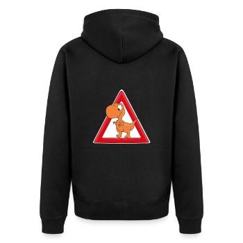 ACHTUNG DINOSAURIER - DINO - KIND - KINDER - BABY - Unisex Premium Bio Zip Hoodie - Schwarz - Hinten - Nico (187cm)