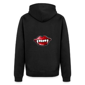 VAMPIR - HALLOWEEN - Unisex Premium Bio Zip Hoodie - Schwarz - Hinten - Nico (187cm)