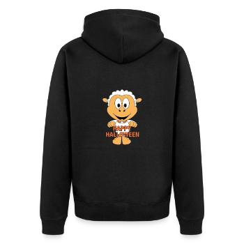 HAPPY HALLOWEEN - SCHAF - TIER - KIND - BABY - Unisex Premium Bio Zip Hoodie - Schwarz - Hinten - Nico (187cm)