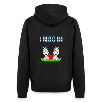 ZIEGEN - ZIEGE - LIEBE - LOVE - I MOG DI - Unisex Premium Bio Zip Hoodie - Schwarz - Hinten - Nico (187cm)