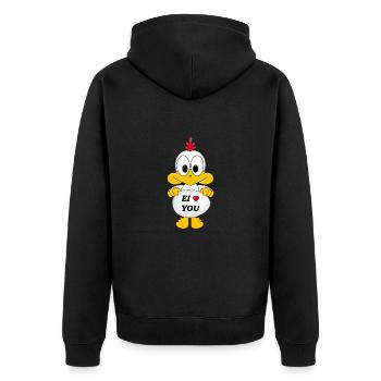 EI LOVE YOU - HUHN - HAHN - BAUERNHOF - TIERISCH - Unisex Premium Bio Zip Hoodie - Schwarz - Hinten - Nico (187cm)