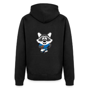 AMERICAN FOOTBALL - WASCHBÄR - TIER - SPORT - Unisex Premium Bio Zip Hoodie - Schwarz - Hinten - Nico (187cm)