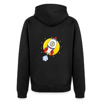WELTRAUM - RAUMSCHIFF - ASTRONAUT - Unisex Premium Bio Zip Hoodie - Schwarz - Hinten - Nico (187cm)