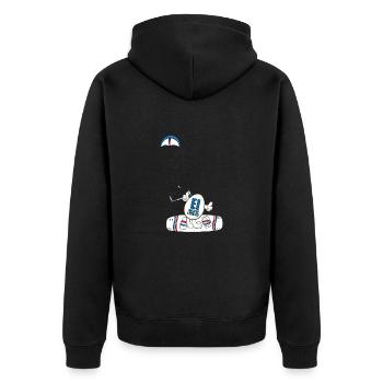 KITE - KITER - KITESURFEN - EI BELIEVE I CAN FLY - Unisex Premium Bio Zip Hoodie - Schwarz - Hinten - Nico (187cm)