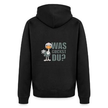 STRAUß - TIER - TIERISCH - TIERE - Unisex Premium Bio Zip Hoodie - Schwarz - Hinten - Nico (187cm)