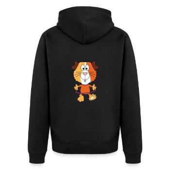 MEERSCHWEINCHEN - TIER - TIERE - TIERISCH - Unisex Premium Bio Zip Hoodie - Schwarz - Hinten - Nico (187cm)