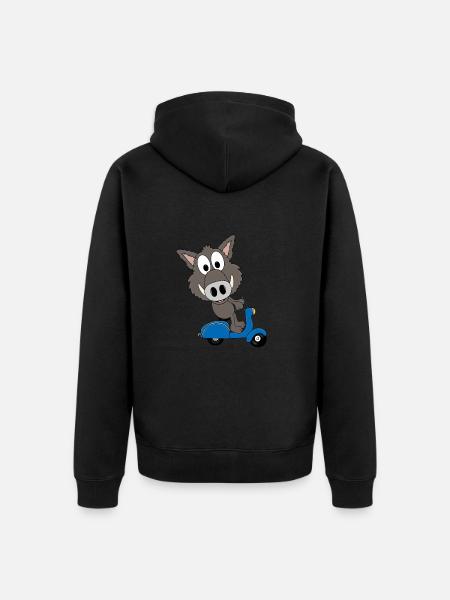 WILDSCHWEIN - ROLLER - TIER - TIERISCH - Unisex Premium Bio Zip Hoodie - Schwarz