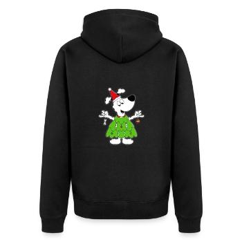 HUND - WEIHNACHTSBAUM - WEIHNACHTEN - TIERISCH - Unisex Premium Bio Zip Hoodie - Schwarz - Hinten - Nico (187cm)
