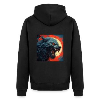 Monstre loup-garou dans un style comique - Veste à capuche bio Premium Unisexe - noir - Dos - Nico (187cm)