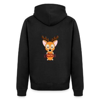 REH - WEIHNACHTEN - MERRY CHRISTMAS - Unisex Premium Bio Zip Hoodie - Schwarz - Hinten - Nico (187cm)