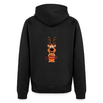 WEIHNACHTEN - REH - RENTIER - MERRY CHRISTMAS - Unisex Premium Bio Zip Hoodie - Schwarz - Hinten - Nico (187cm)