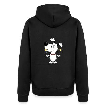 HUND - WUNDERKERZEN - NEUJAHR - SILVESTER - TIER - Unisex Premium Bio Zip Hoodie - Schwarz - Hinten - Nico (187cm)