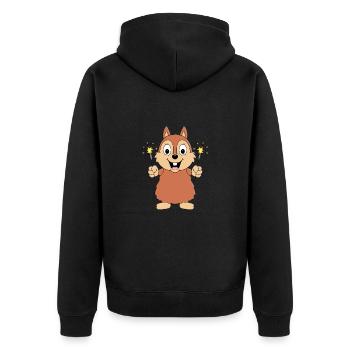 WUNDERKERZEN - NEUJAHR - SILVESTER - EICHHÖRNCHEN - Unisex Premium Bio Zip Hoodie - Schwarz - Hinten - Nico (187cm)