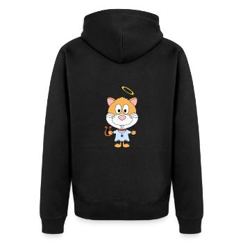 ENGEL - HAMSTER - TIER - TIERISCH - Unisex Premium Bio Zip Hoodie - Schwarz - Hinten - Nico (187cm)