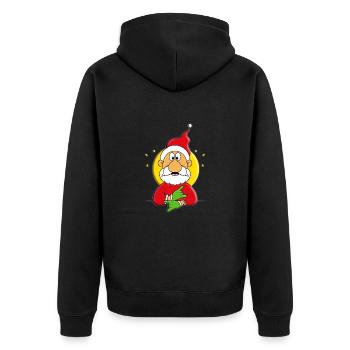 WEIHNACHTSMANN - WEIHNACHTEN - Unisex Premium Bio Zip Hoodie - Schwarz - Hinten - Nico (187cm)