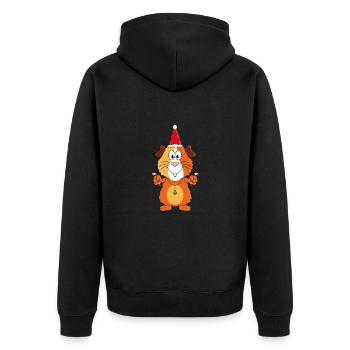 MEERSCHWEINCHEN - ZUCKERSTANGEN - WEIHNACHTEN - Unisex Premium Bio Zip Hoodie - Schwarz - Hinten - Nico (187cm)