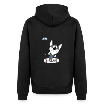 KITESURFER - HUSKY - HUND - KITE - KITEN - SPORT - Unisex Premium Bio Zip Hoodie - Schwarz - Hinten - Nico (187cm)