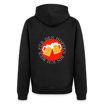 Für den Hopfen bin ich Bier Feiern Party Spruch - Unisex Premium Bio Zip Hoodie - Schwarz - Hinten - Nico (187cm)