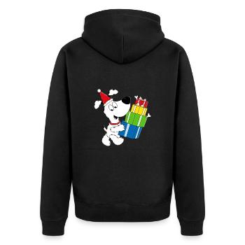 WEIHNACHTEN - GESCHENKE - HUND - TIERISCH - Unisex Premium Bio Zip Hoodie - Schwarz - Hinten - Nico (187cm)