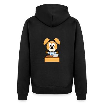 HUND - ARBEIT - JOB - CHEF - MITARBEITER - Unisex Premium Bio Zip Hoodie - Schwarz - Hinten - Nico (187cm)