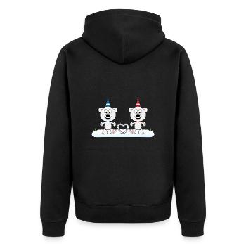 SCHNEE - HERZ - LIEBE - EISBÄREN - EISBÄR - LOVE - Unisex Premium Bio Zip Hoodie - Schwarz - Hinten - Nico (187cm)