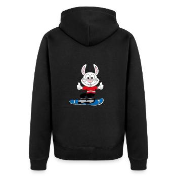 SCHNEEHASE - SNOWBOARD - TIERISCH GUT - Unisex Premium Bio Zip Hoodie - Schwarz - Hinten - Nico (187cm)