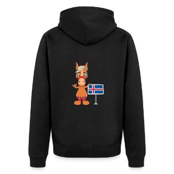 PFERD - PONY - ISLAND - ISLÄNDER - ISLANDPFERD - Unisex Premium Bio Zip Hoodie - Schwarz - Hinten - Nico (187cm)