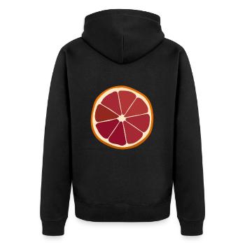 Eine Scheibe der Blutorange - Unisex Premium Bio Zip Hoodie - Schwarz - Hinten - Nico (187cm)