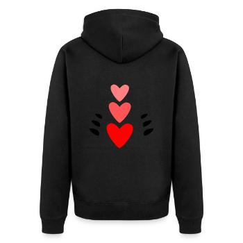 MUTTERTAG. SCHÖNEN MUTTERTAG. MAMA. ICH LIEBE DICH - Unisex Premium Bio Zip Hoodie - Schwarz - Hinten - Nico (187cm)
