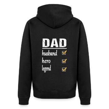 Papa, papa, père et légende - Veste à capuche bio Premium Unisexe - noir - Dos - Nico (187cm)