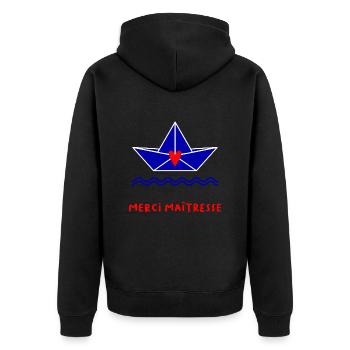 MAÎTRESSE. MERCI. MERCI MAÎTRESSE - Veste à capuche bio Premium Unisexe - noir - Dos - Nico (187cm)