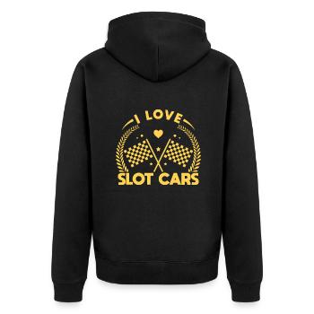 J’aime les voitures de circuit Slot Race cadeaux - Veste à capuche bio Premium Unisexe - noir - Dos - Nico (187cm)