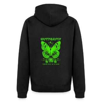 Butterfly Finding Peace In The Wind - Unisex Premium Organic Zip Hoodie - black - Back - Nico (187cm)