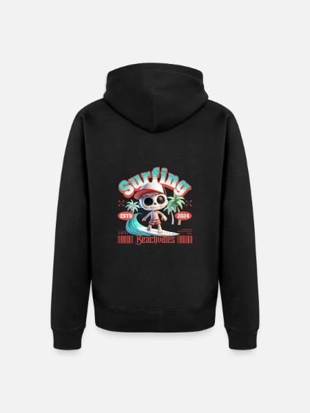 Surfing Beachvibes - Unisex Premium Organic Zip Hoodie - black