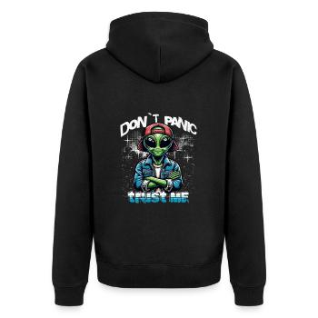 Don't Panic Trust Me Alien - Unisex Premium Organic Zip Hoodie - black - Back - Nico (187cm)