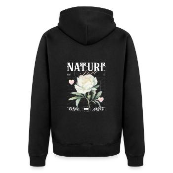 Nature Love Rose - Unisex Premium Bio Zip Hoodie - Schwarz - Hinten - Nico (187cm)