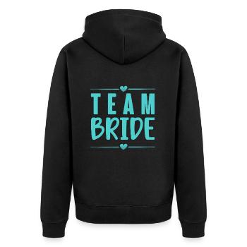 Team Braut - Unisex Premium Bio Zip Hoodie - Schwarz - Hinten - Nico (187cm)