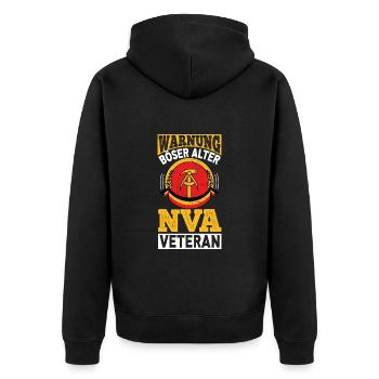 DDR NVA VETERAN - OSTDEUTSCHLAND - Unisex Premium Bio Zip Hoodie - Schwarz - Hinten - Nico (187cm)