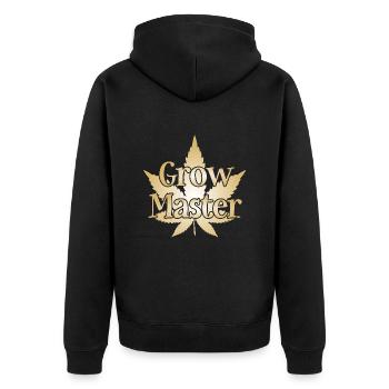 Grow Master - Cannabis - Marijuana - Marihuana - Unisex Premium Bio Zip Hoodie - Schwarz - Hinten - Nico (187cm)