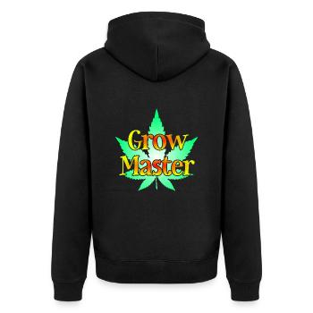 Grow Master - Cannabis - Marijuana - Marihuana - Unisex Premium Bio Zip Hoodie - Schwarz - Hinten - Nico (187cm)