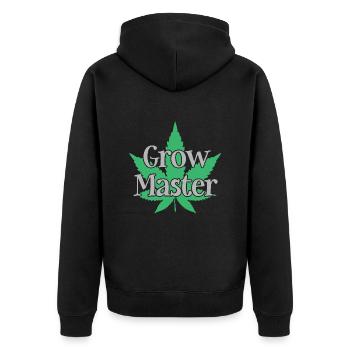 Grow Master - Cannabis - Marijuana - Marihuana - Unisex Premium Bio Zip Hoodie - Schwarz - Hinten - Nico (187cm)
