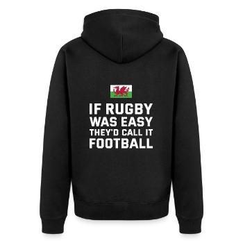 If Rugby Was Easy Wales Rugby - Unisex Premium Organic Zip Hoodie - black - Back - Nico (187cm)