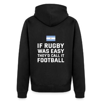 If Rugby Was Easy Argentina Rugby - Unisex Premium Bio Zip Hoodie - Schwarz - Hinten - Nico (187cm)